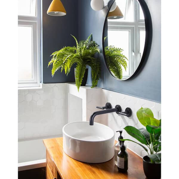 Double Handle Wall Mounted Bathroom Faucet in Solid Brass, Oil Rubbed Bronze