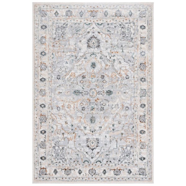 SAFAVIEH Alenia 4 ft. x 6 ft. Gray/Beige Gold Floral Medallion Area Rug