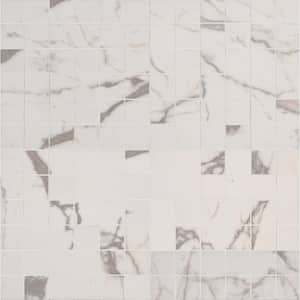 White Vena 12 in. x 12 in. Matte Ceramic Mesh-Mounted Mosaic Tile (8 sq. ft./Case)