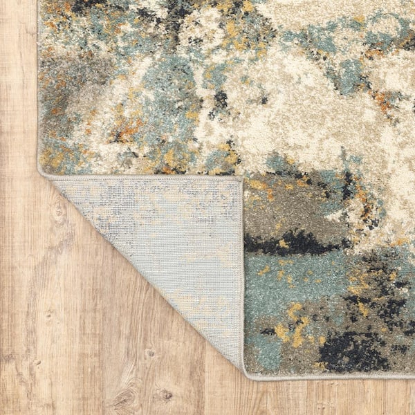 3' x 5' Abstract Rectangle Area Rug Bathroom Rug with Coastal  Elements-Homary