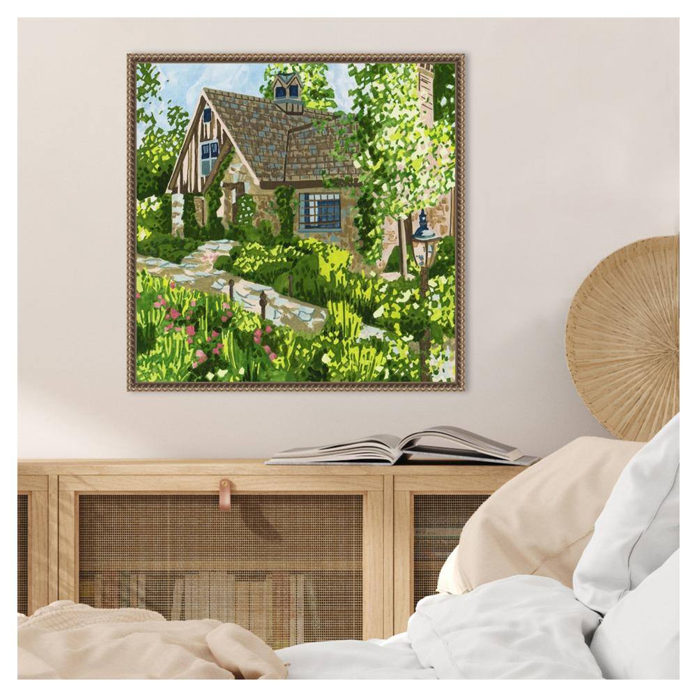 Melissa Wang Bronze Framed Cottage Garden Canvas Print