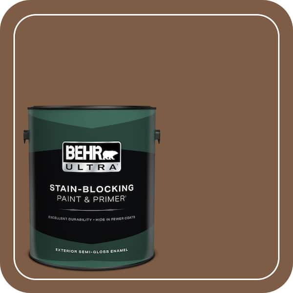 BEHR ULTRA 1 gal. #BXC-65 Outback Brown Semi-Gloss Enamel Exterior Paint & Primer