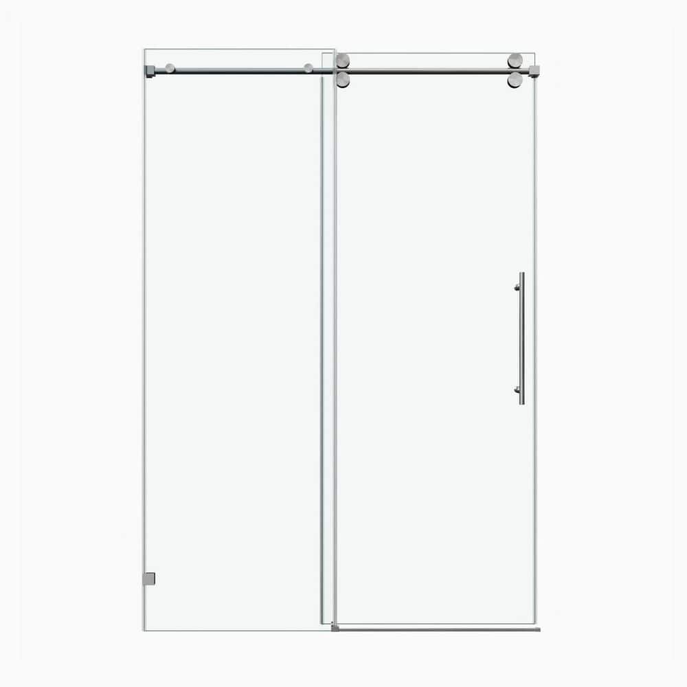 60 in. W x 66 in. H Fixed and Sliding Frameless Tub Door in Brushed Nickel with Clear Tempered Glass price history on PriceWatchPro
