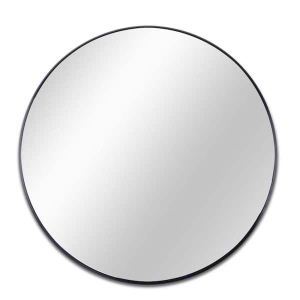 Unbranded 20 in. W x 20 in. H Round Aluminium Framed Wall Bathroom Vanity Mirror in Black