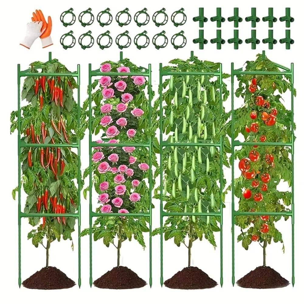 4 Pack Heavy Duty Tomato Cages for Garden 66in Adjustable Metal Plant Support Stakes with Clips Trellis for Cucumber Pea price history on PriceWatchPro