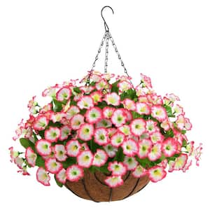 19 in. Pink Artificial Hanging Flowers with 12 in. Flowerpot Centerpieces, Outdoors Indoors Courtyard Spring Decoration
