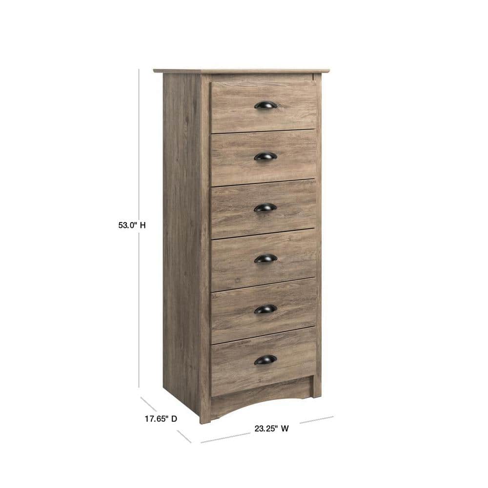 Drifted Gray Coastal 6-Drawer Tall Lingerie Chest