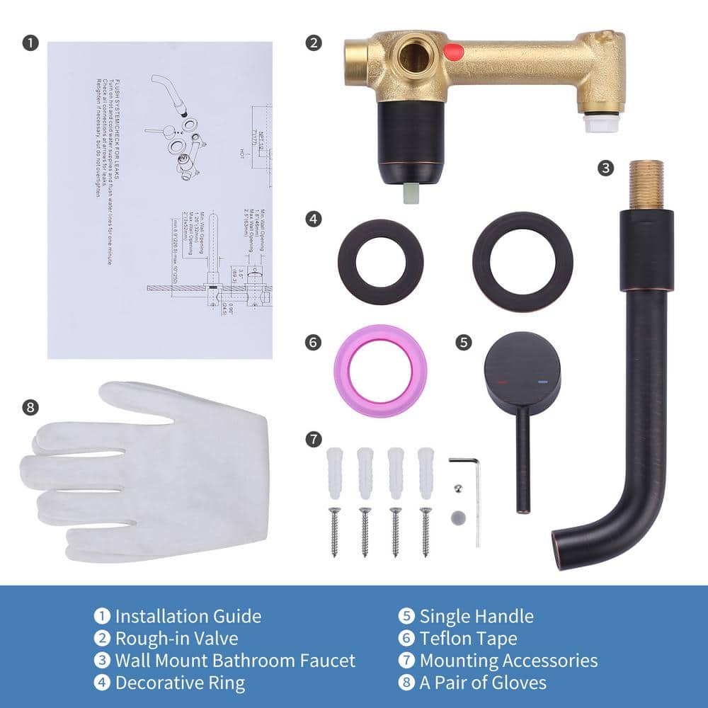 Oil Rubbed Bronze Wall Mounted Single Handle Bathroom Faucet