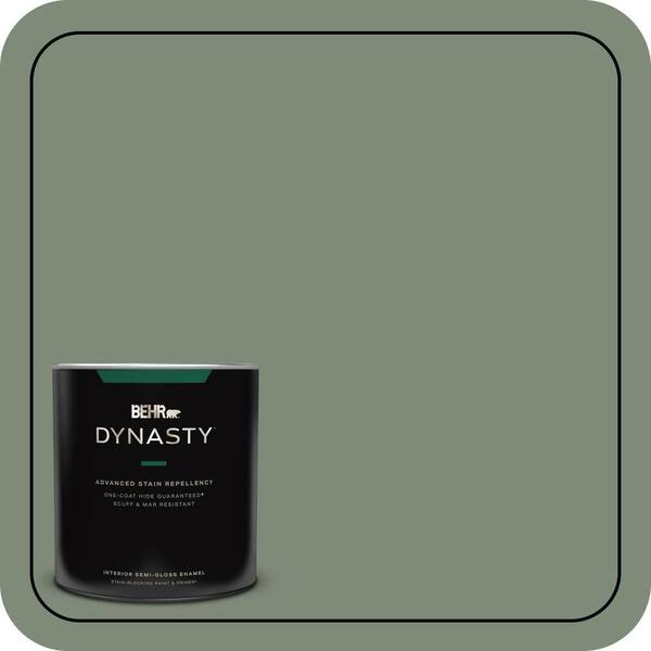 BEHR DYNASTY 1 qt. #N400-5 Thai Basil One-Coat Hide Semi-Gloss Enamel Interior Stain-Blocking Paint and Primer