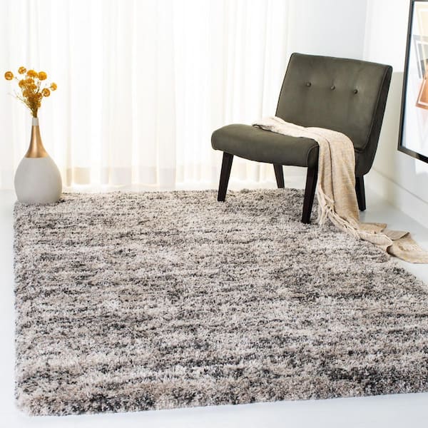 Iceland Shag 7 ft. x 7 ft. Cream/Gray Abstract Distressed Square Area Rug