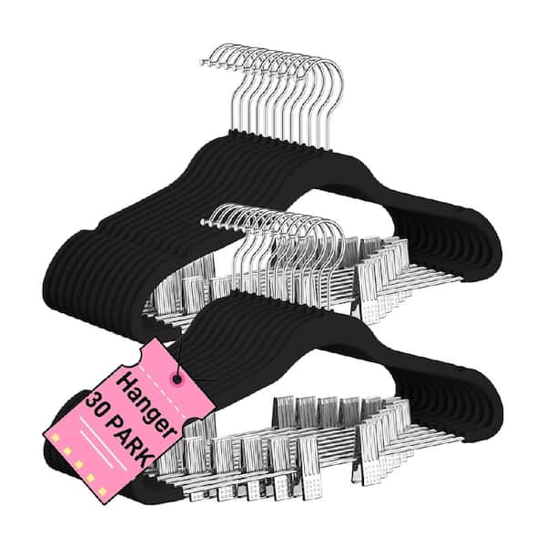 16.7 in. L x 0.23 in. W x 8.4 in. H Velvet Hangers Bath Accessory with Adjustable Clips, Heavy Duty  Non-Slip in Black