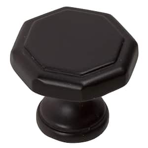 1-1/8 in. Dia Matte Black Octagon Cabinet Knob (10-Pack)