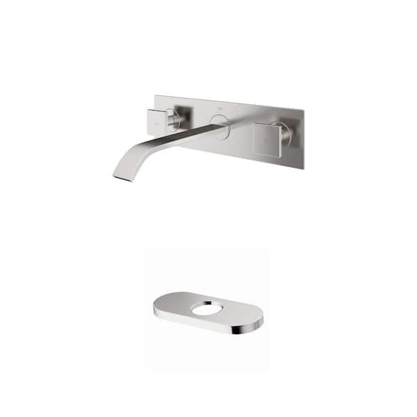 Titus Two Handle Wall Mount Bathroom Faucet and 5.5 in. Deck Plate in Brushed Nickel (2-Piece Set)