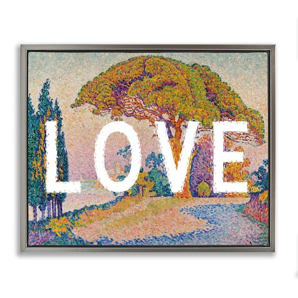 Stupell Industries Impressionist Love over Landscape by Daphne Polselli Gray Floater Frame Nature Graphic Art Print 25 in. x 31 in.