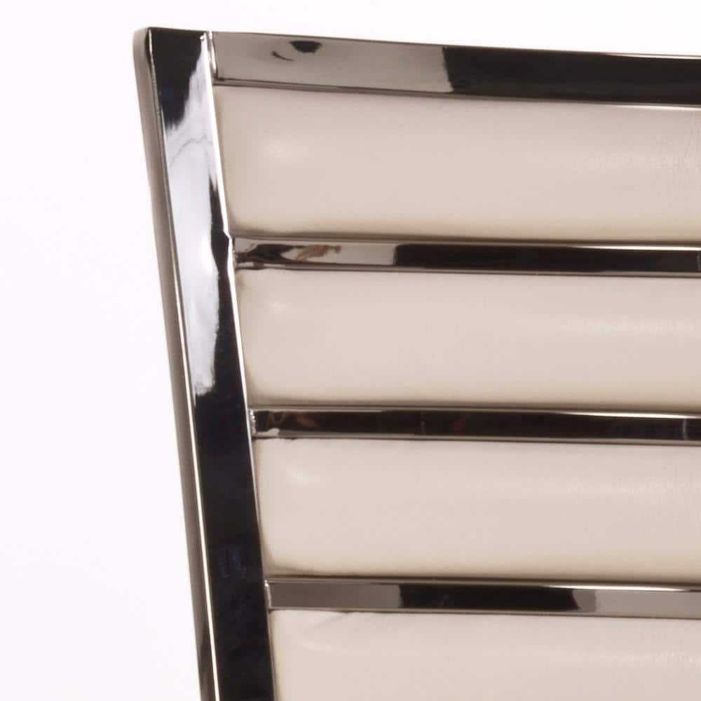 Ivory Faux Leather and Shiny Nickel Swivel Counter Stool