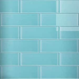 Crystile Ocean 4 in. X 12 in. Glossy Glass Subway Tile (10 sq. ft./Case)