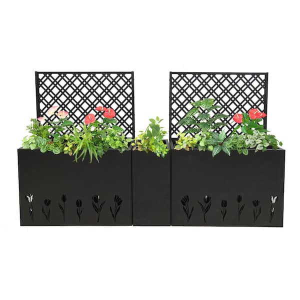 83 in. L x 47.4 in. W Rectangular Black Iron Raised Garden Bed