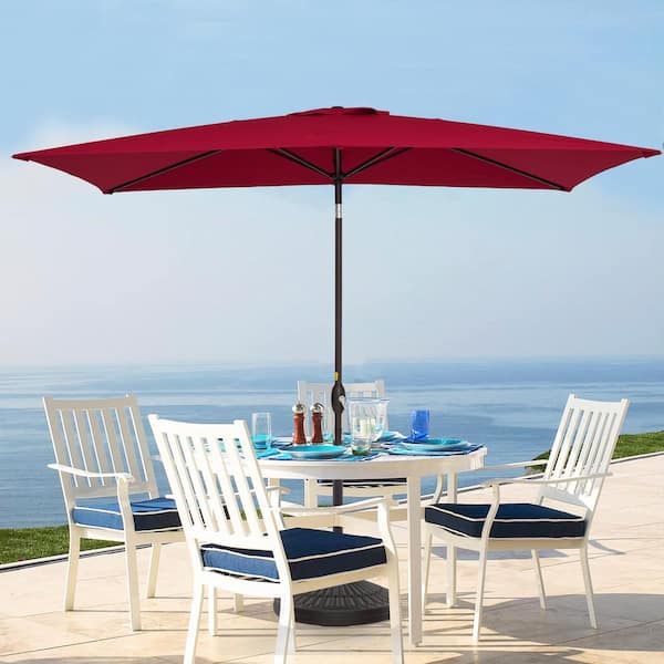 BANSA ROSE 7 ft. x 10 ft. Outdoor Market Umbrella with Tilt and Crank Rectangular PatioTable Umbrella, Red