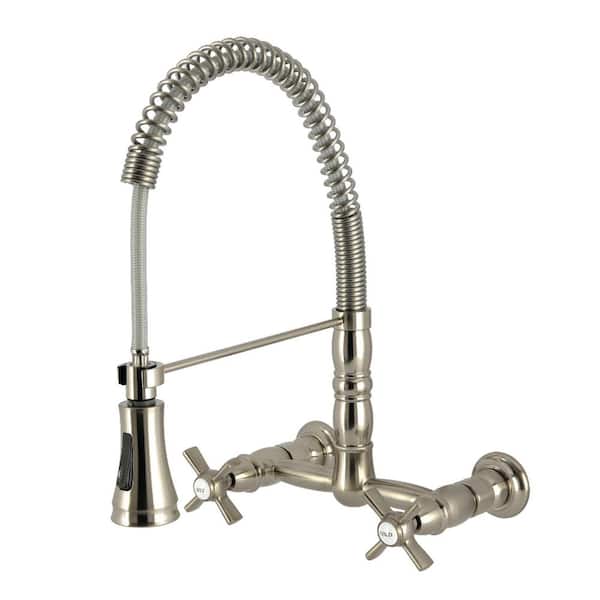 Millennium 15.94 in. H 2-Handle Wall Mount Standard Kitchen Faucet in Brushed Nickel