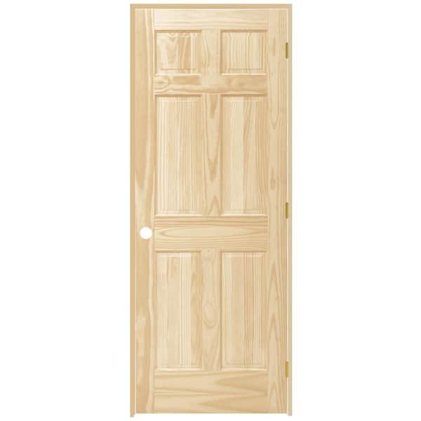 Steves & Sons 24 in. x 80 in. 6-Panel Solid Core Unfinished Pine Single Prehung Interior Door