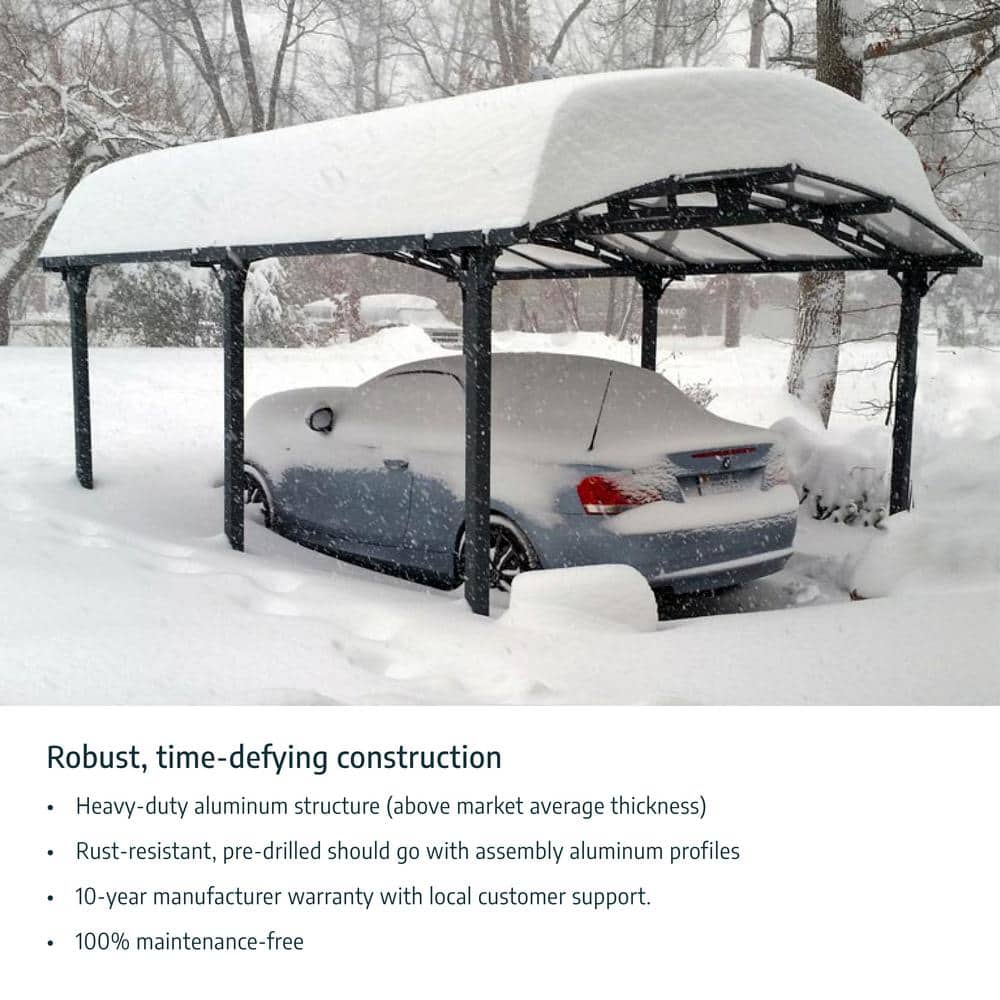 Gray Aluminum and Polycarbonate 14' x 14' Carport Kit