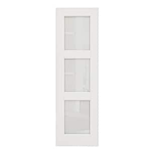 24 in. x 80 in. 3-Lite Tempered Frosted Glass and Solid Core Manufacture Wood White Primed Interior Door Slab