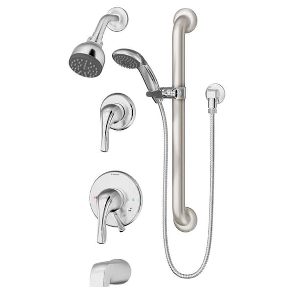 Symmons Origins Temptrol 1-Spray Dual Showerhead and Handheld Showerhead with Tub Spout in Polished Chrome (Valve Included)