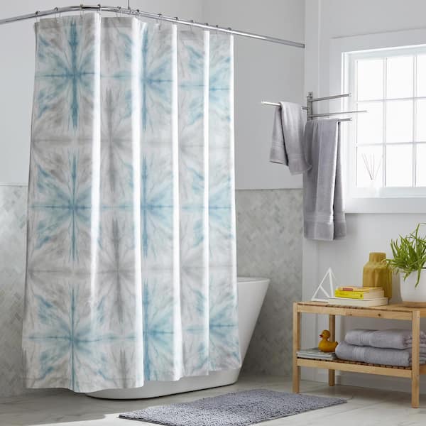 iDesign Tie Dye Fabric Bathroom Shower Curtain Multi-Color 72" x 72" 