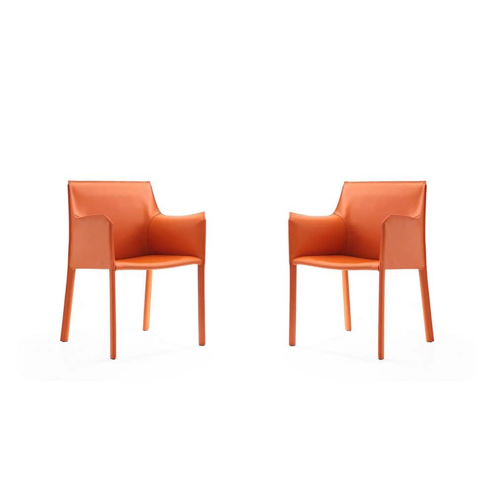 Paris Coral Saddle Leather Upholstered Metal Armchair