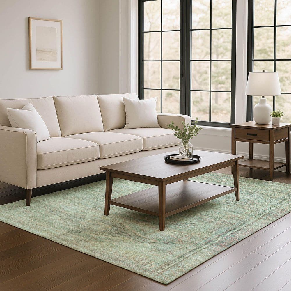Mayfield Premium Machine Washable Abstract AMF1631 Teal 8 ft. x 10 ft. Area Rug price history on PriceWatchPro