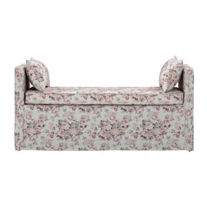Sofie Cluster Red Bench Upholstered Linen 24.8 in. x 19.3 in. x 52.8 in.