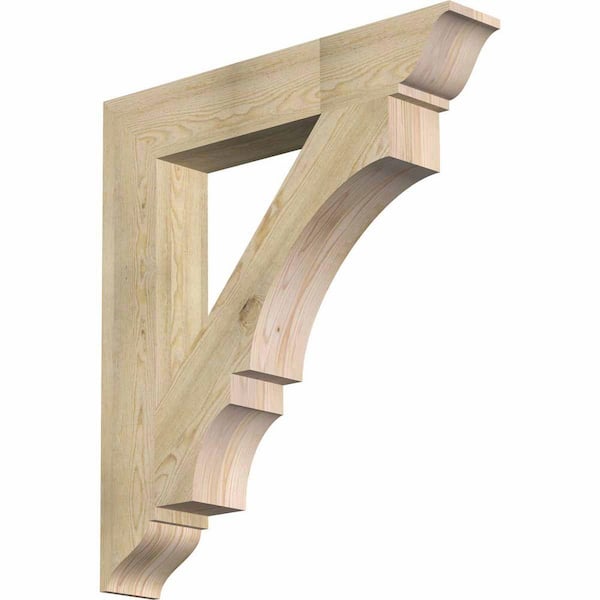 Ekena Millwork 6 in. x 40 in. x 36 in. Douglas Fir Balboa Traditional Rough Sawn Bracket