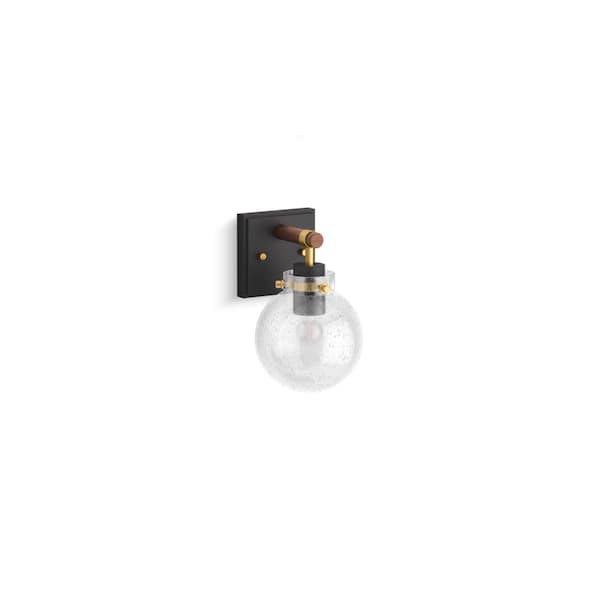 Holt 1-Light Matte Black with Brushed Moderne Brass Wall Sconce