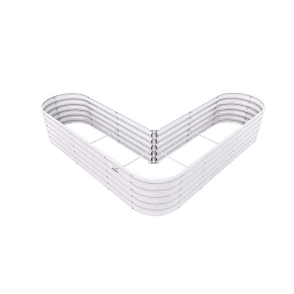 81x81x18 in. Antique White Metal Heart-Shaped Outdoor Raised Garden Beds, Planter Box for Planting Vegetables Flowers