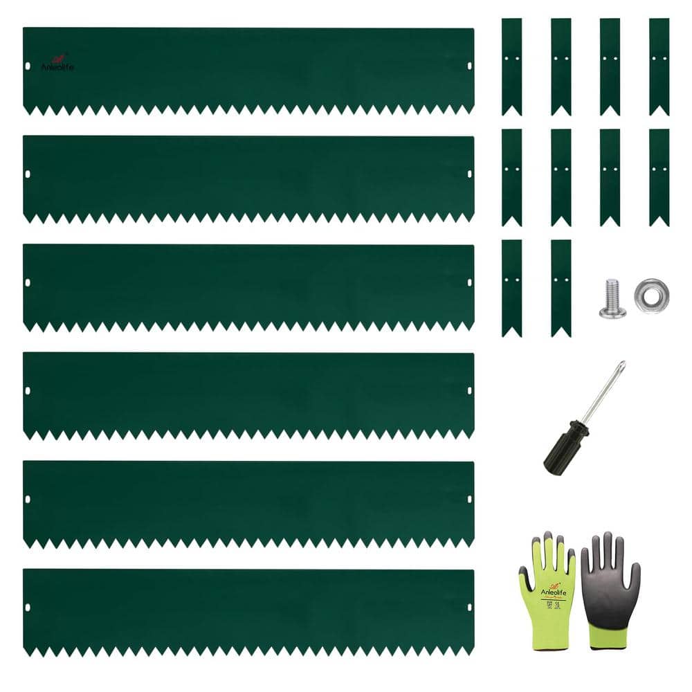 6 Pack 8 in. H x 40 in. W Green Garden Landscape Galvanized Steel Edging wi