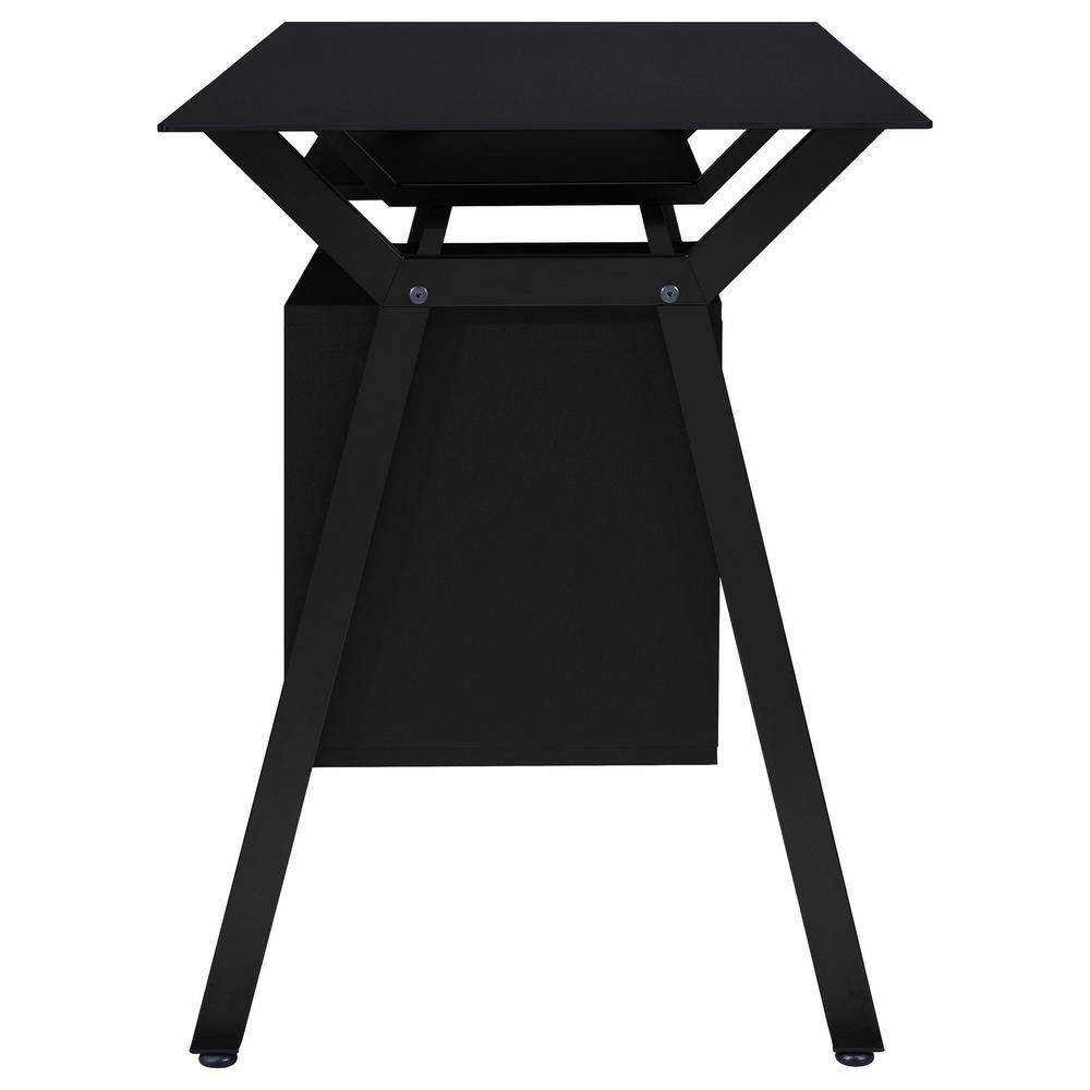 Transitional Black 55" Home Office Desk with Keyboard Tray and Drawers
