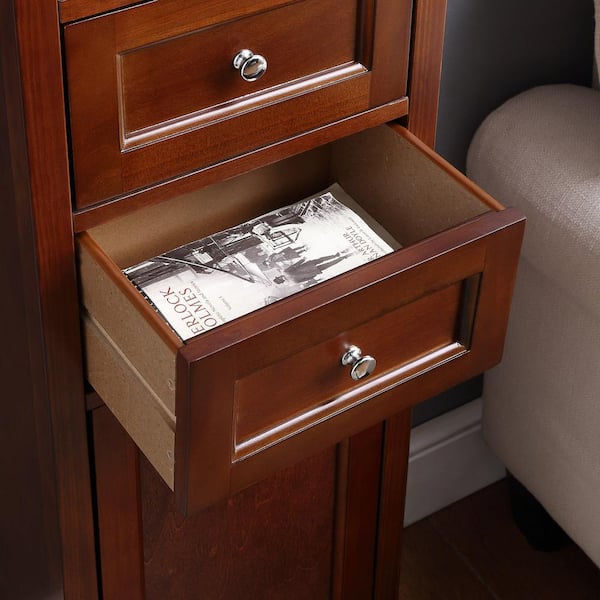 Linen Cabinet Freestanding Sequoia Brown Drawers Adjustable Shelves Door Chrome 