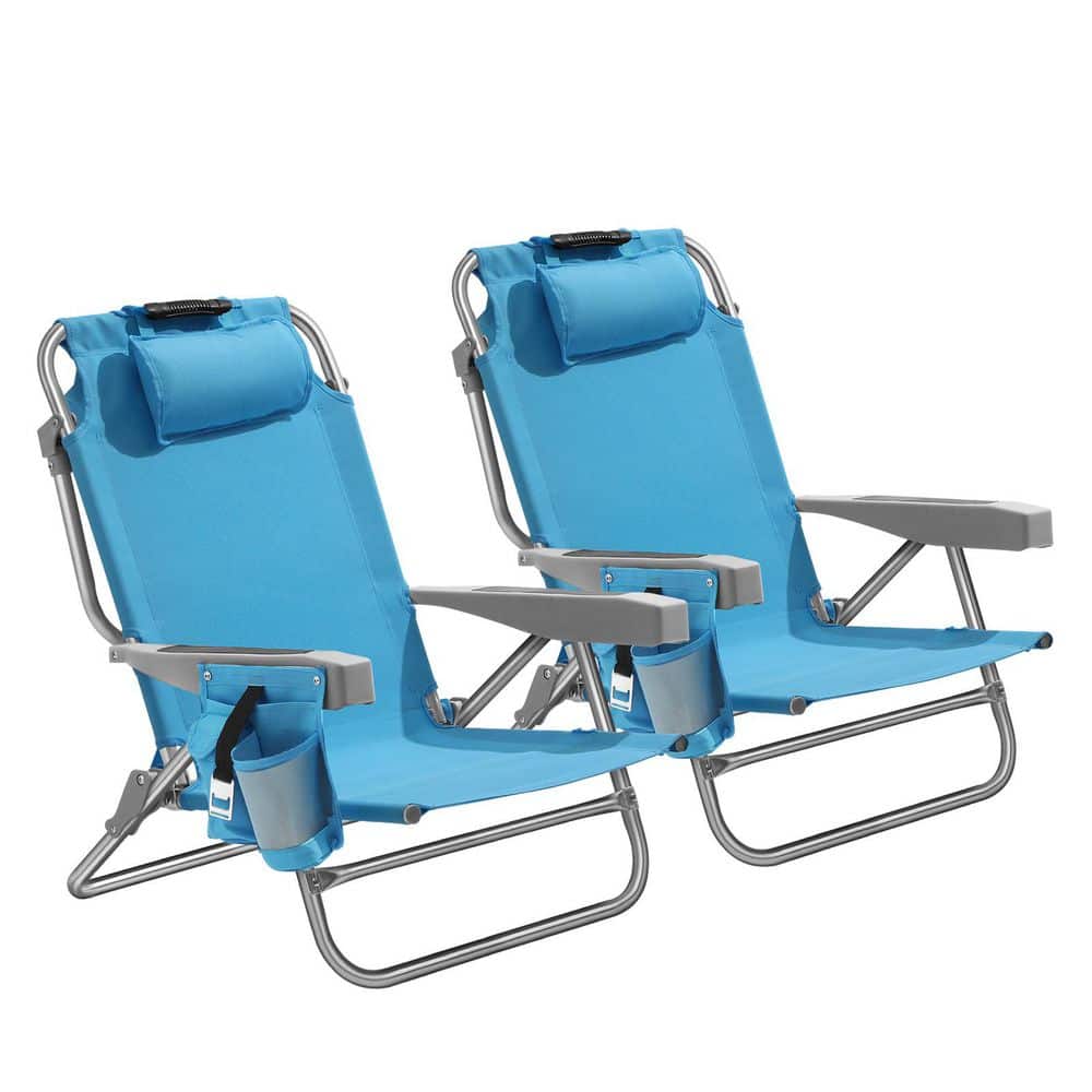 PASAMIC Sky Blue Aluminum Folding Adjustable Headrest Low