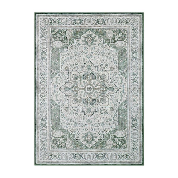 Rylan Green/Multi 5 ft. x 7 ft. Woven Oriental Polyester Area Rug