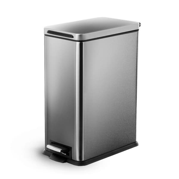 Home Zone Living 4.4 Gal. Stainless Steel Step-On Kitchen Trash Can with Soft Close Lid and Slim Shape