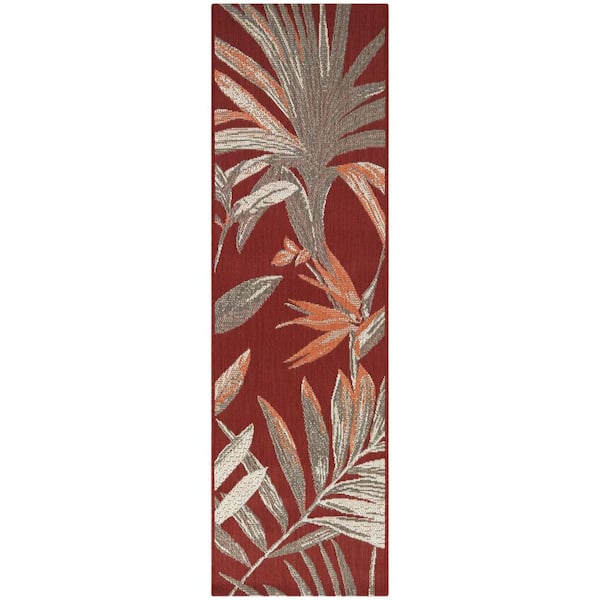 Hampton Bay Red 2 x 7 Palm Doormat 2 ft. x 7 ft. Area Rug