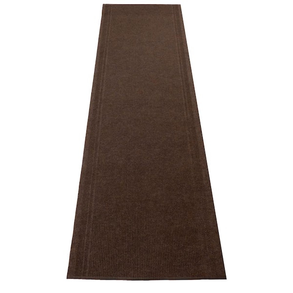 Tracker Indoor Outdoor Hallway Runner Rug Collection 3 ft. W x 12 ft. L Brown Polyester Garage Flooring
