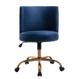 Navy Velvet Soft Padded Rotate Office Chair