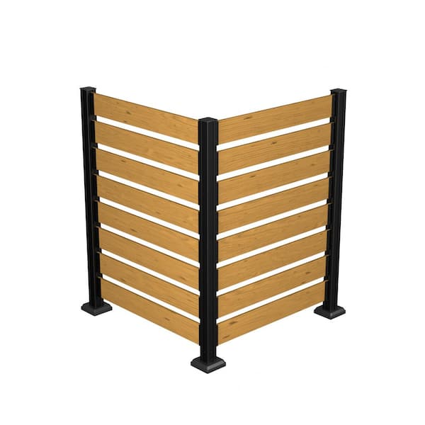 VEIKOUS 4 ft. x 6.5 ft. (2-Panels) Outdoor Fir Wood Flat Top Privacy Fence Screen with Metal Stakes for Soft and Hard Ground