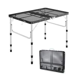 3 ft. Black Aluminum Height adjustable Folding Table for Grill, Outdoor Camping, Garden, Patio, Dining, BBQ, Party