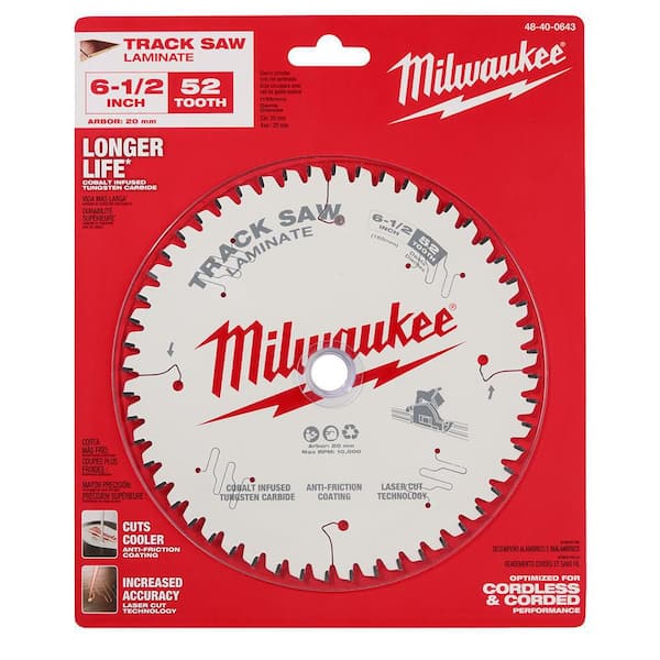 Milwaukee 6-1/2 in. x 52-Tooth Carbide Laminate Track Saw Blade (1-Pack)
