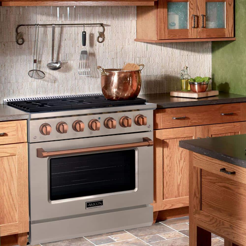 Akicon 36" Stainless Steel Convection Gas Range with 6 Burners