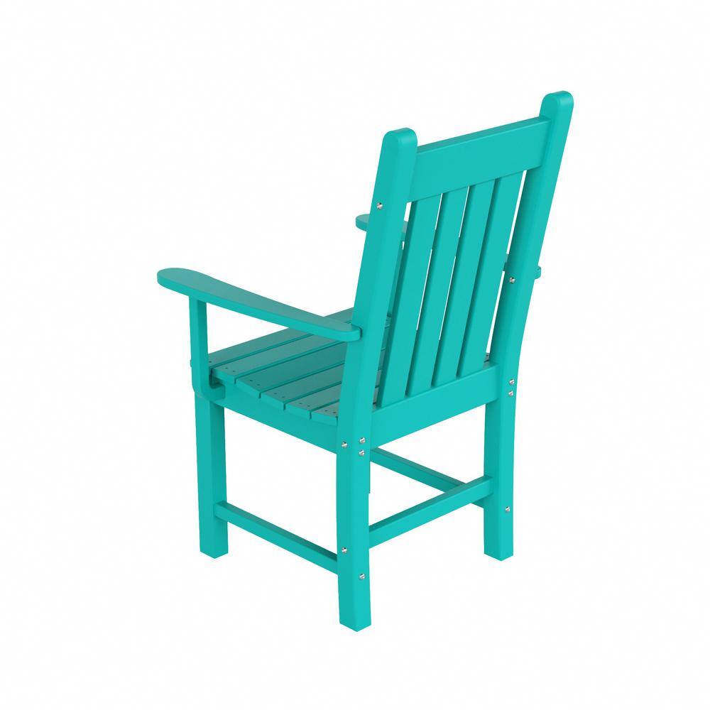 Laguna Breeze Turquoise Patio Dining Armchair with Contoured Comfort