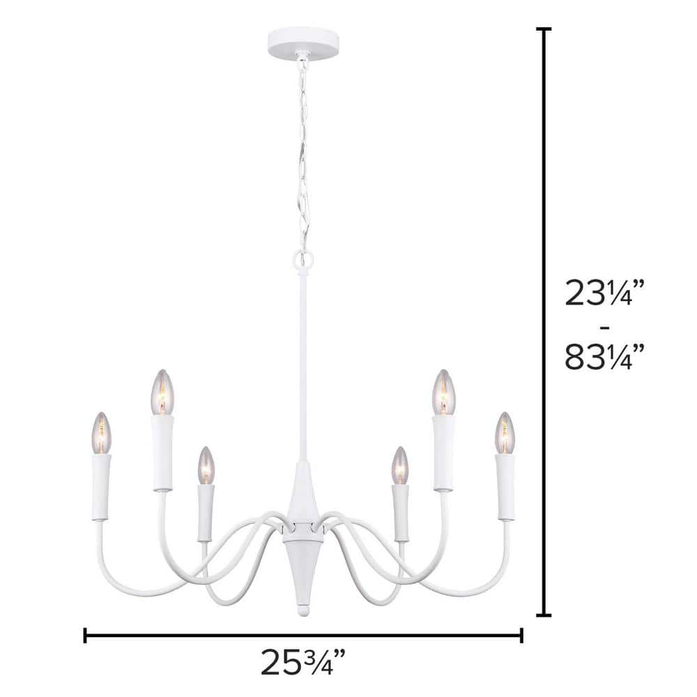 Brielle Matte White and Gold Six-Light Chandelier