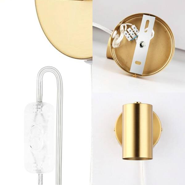 Zompoo Modern 1 Light Gold Plug in Wall Sconces with Swing Arm